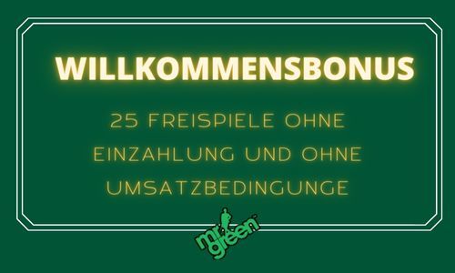 Mr Green schenkt Ihnen 25 Freispiele ohne Einzahlung und ohne Umsatzbedingungen